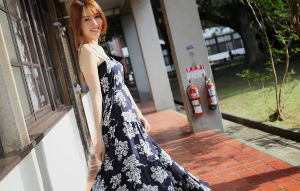 Picture summer, girl, face, smile, background, hair, dress, lips