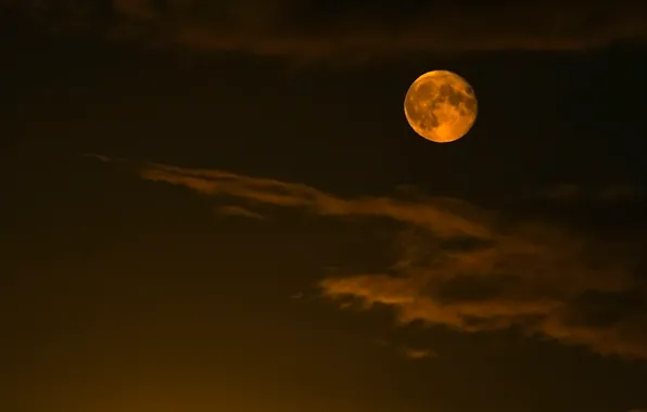 The sky, clouds, night, The moon, the full moon