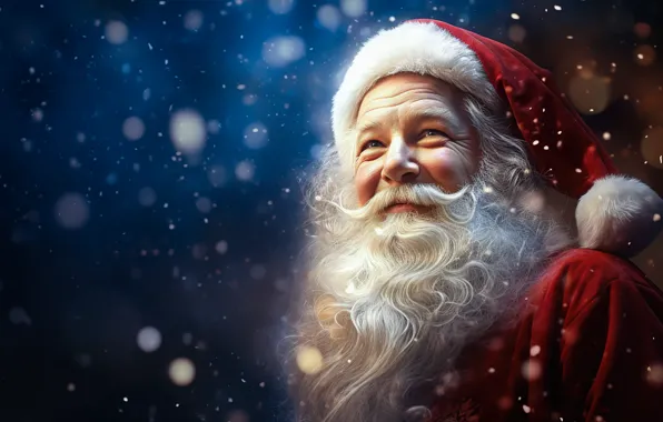 Winter, look, snow, night, face, smile, the dark background, portrait