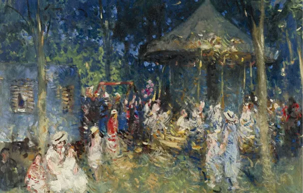 Picture, genre, Pierre Eugène Montesin, Pierre-Eugene Montezin, Carousel in Saint-Mames