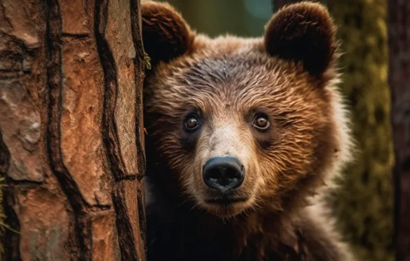 Picture portrait, bear, bear, face, AI art, neural network