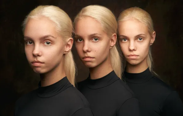 Sisters, three girls, triplets, Alexander Vinogradov, Natasha Mironenko, Irina Mironenko, Tanya Mironenko