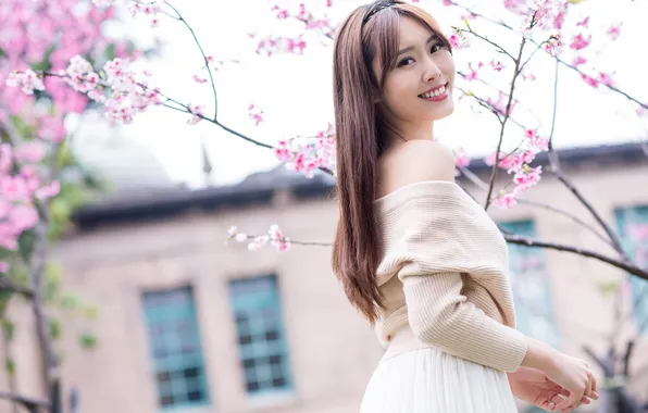 Summer, face, smile, hair, Asian, cutie