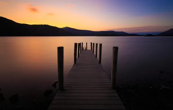 Picture sunset, mountains, lake, Marina
