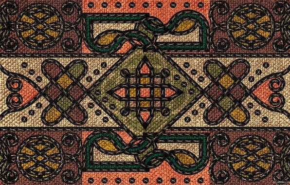 Picture carpet, braided, Tibetan