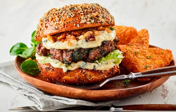 Knife, Plate, Plug, Meat, Burger, Bread