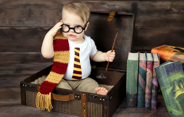 Books, boy, Harry Potter, wand