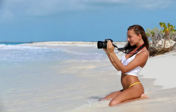 Waves, beach, canon, ocean, photographer, water, camera, model