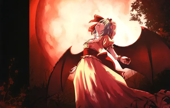 Ecstasy, touhou, hunger, vampire, Touhou Project, Remilia Scarlet, blood Moon, Yasuyuki art