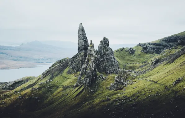 Mountains, rocks, island, Scotland