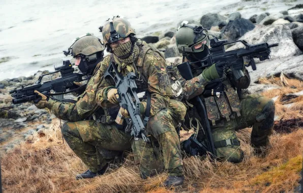 Grass, Germany, soldiers, rifle, equipment, assault, the Bundeswehr, HK G36
