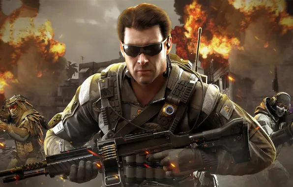 The explosion, the city, weapons, fire, fire, building, home, battle