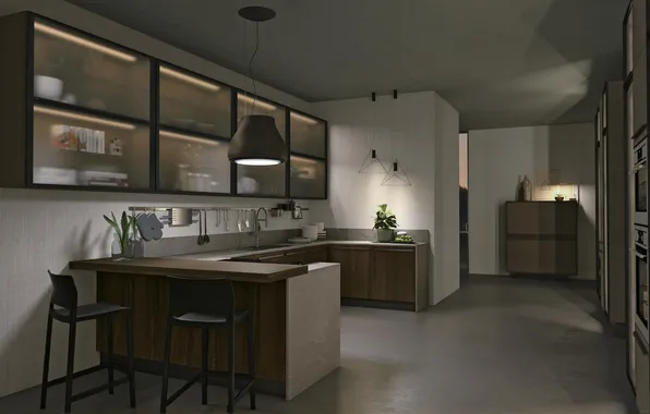 Style, room, Villa, interior, backlight, kitchen, Italian design, Kitchen Serra San Bruno