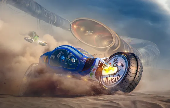 Transport, desert, dust, during dust storm, extreme rally