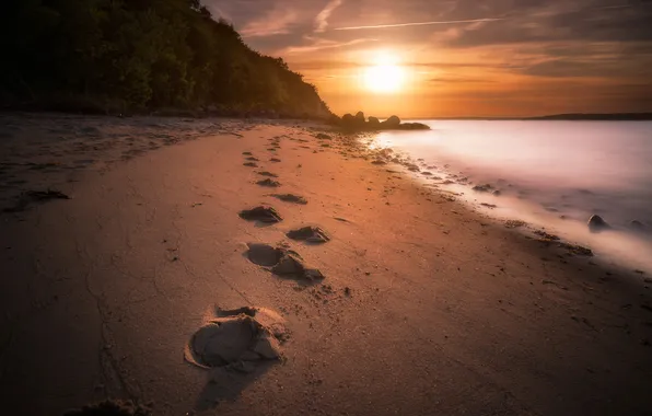 Beach, sunset, the ocean, coast