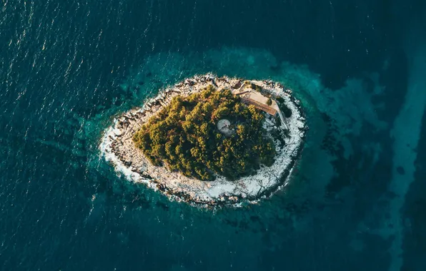 Sea, stones, France, island, ruins, the, abandoned buildings