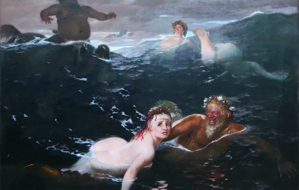Picture 1883, Arnold .. .. , men and women, The game of the Naiads