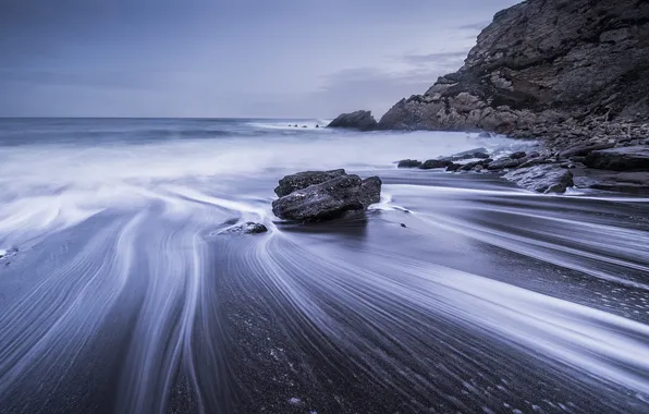 Landscape, rocks, shore, surf, Spain, The Bay of Biscay