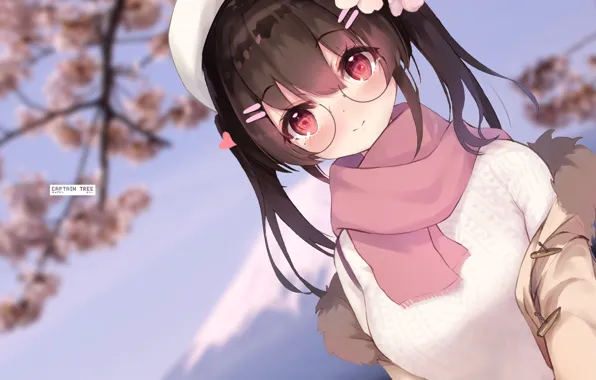 Girl, spring, Sakura, glasses, retouching, by Captain-Tree