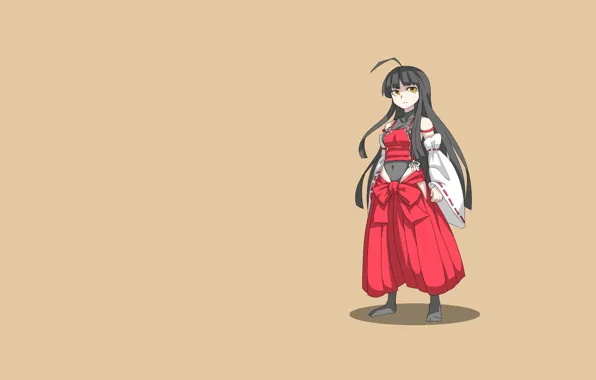 Look, girl, clothing, minimalism, anime, is, long hair, yellow background
