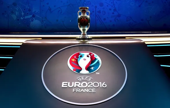 Logo, white background, France, Cup, UEFA, trophy, The European championship soccer 2016, Euro 2016