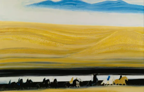Picture landscape, horse, picture, rider, Blue Mountains, Andre Brasilier