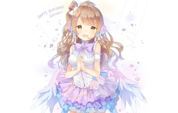 Picture girl, smile, wings, anime, art, microphone, love live! school idol project, minami kotori