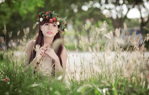 Girl, background, Asian