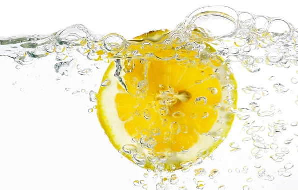 Picture water, bubbles, lemon