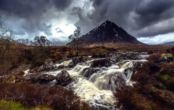 River, stones, mountain, stream, Scotland