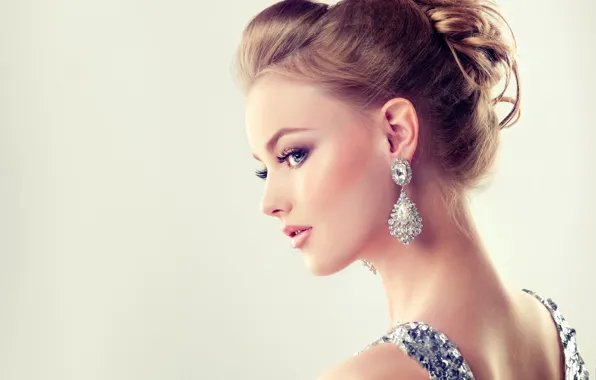 Girl, model, makeup, hairstyle, earrings, edwardderule