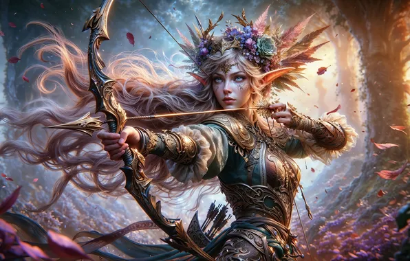 Elf, bow, fantasy, arrow, elf