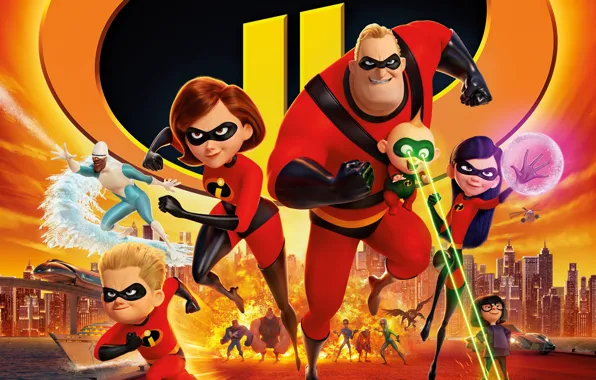 Picture cartoon, characters, Disney, Incredibles 2, The incredibles 2