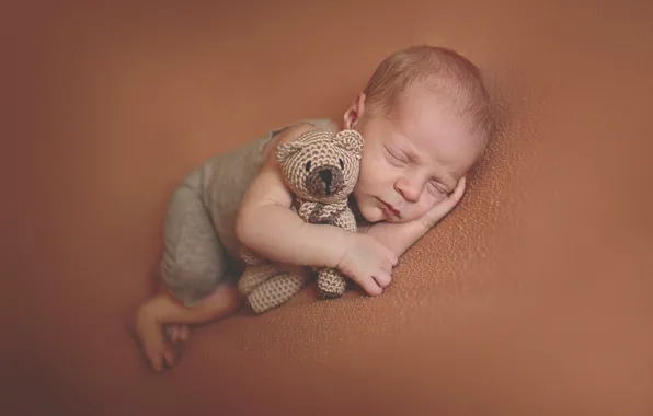 Picture toy, sleep, baby, bear, child, baby