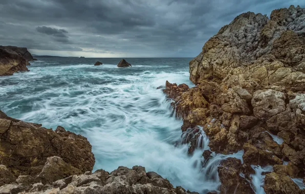 Sky, sea, nature, seascape, rocks, marine, shore