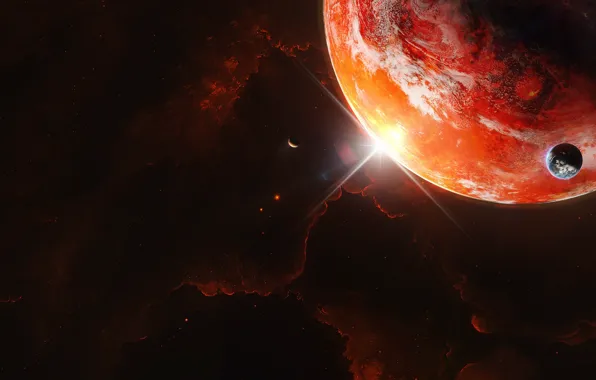 Stars, Planet, Space, Nebula, The universe, Light, Planet, Fantasy