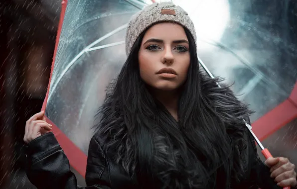 Look, pose, rain, model, hat, portrait, umbrella, makeup