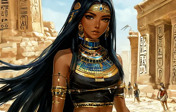 Girl, Goddess, Egyptian, AI art, Neural network, Maat, Custom