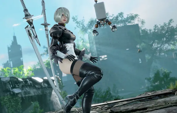 Picture Soul Calibur, Soul Calibur IV, Nier Automata, high heeled boots, thigh high boots, 2B Nier …