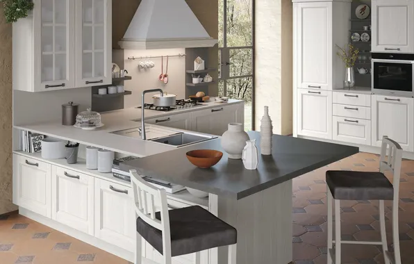 Style, Villa, interior, Italy, kitchen, dining room, dining area, Italian design