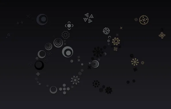 Circles, flowers, texture, characters, blue background