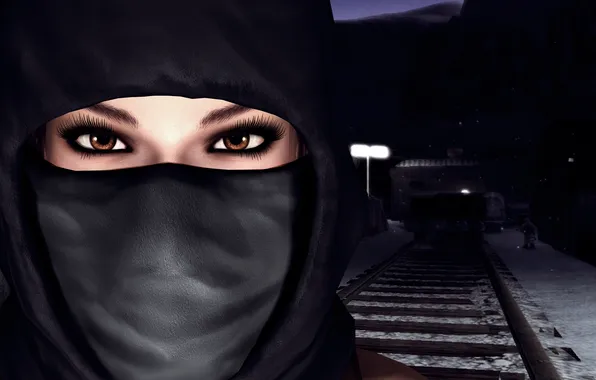 Picture cold, winter, eyes, look, snow, eyelashes, rails, Tomb Raider