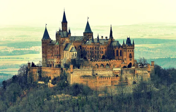 Landscape, nature, mountain, Germany, Castle, Hohenzollern, Hohenzollern Castle, castle
