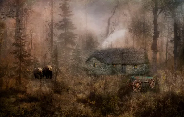Picture nature, house, style, bears