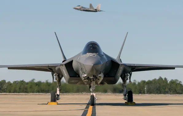 Picture F-22, UNITED STATES AIR FORCE, fighter-bomber, Lightning II, F-35, Lockheed Martin