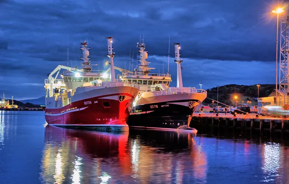 The sky, ship, the evening, pier, port