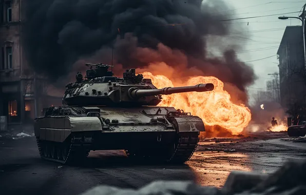 Home, Smoke, Fire, The explosion, Building, Tank, Digital art, AI art