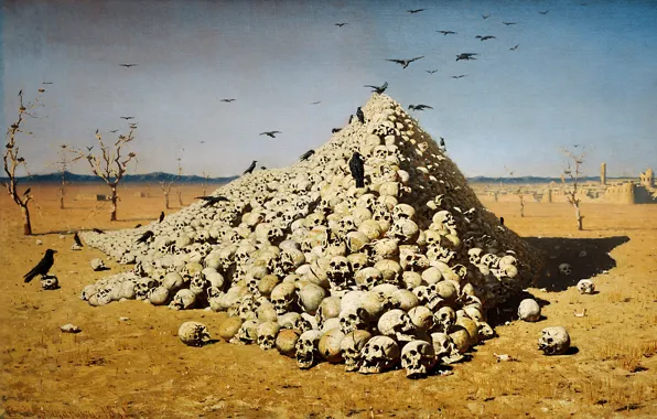 Picture, skull, Vereshchagin, the apotheosis of war