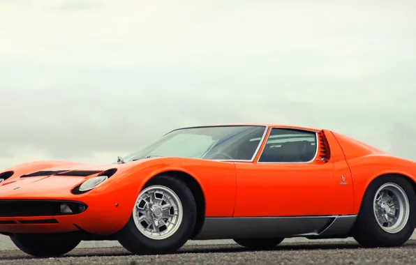 Auto, Lamborghini, Retro, Machine, Orange, 1969, Lights, Car