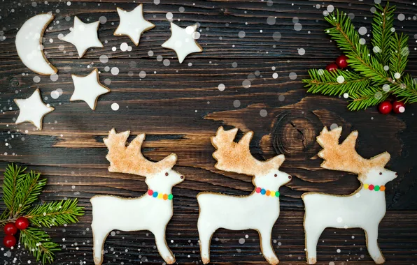 Stars, cookies, Christmas, New year, deer, Christmas, cakes, sweet